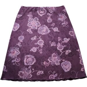 Vintage La Belle Purple Paisley Floral A-Line Skirt Size Large